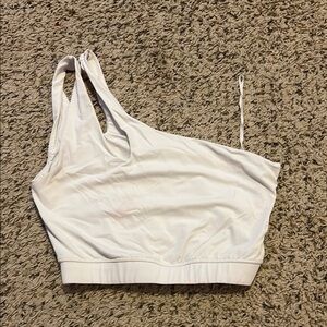 Garage White One-Shoulder Top